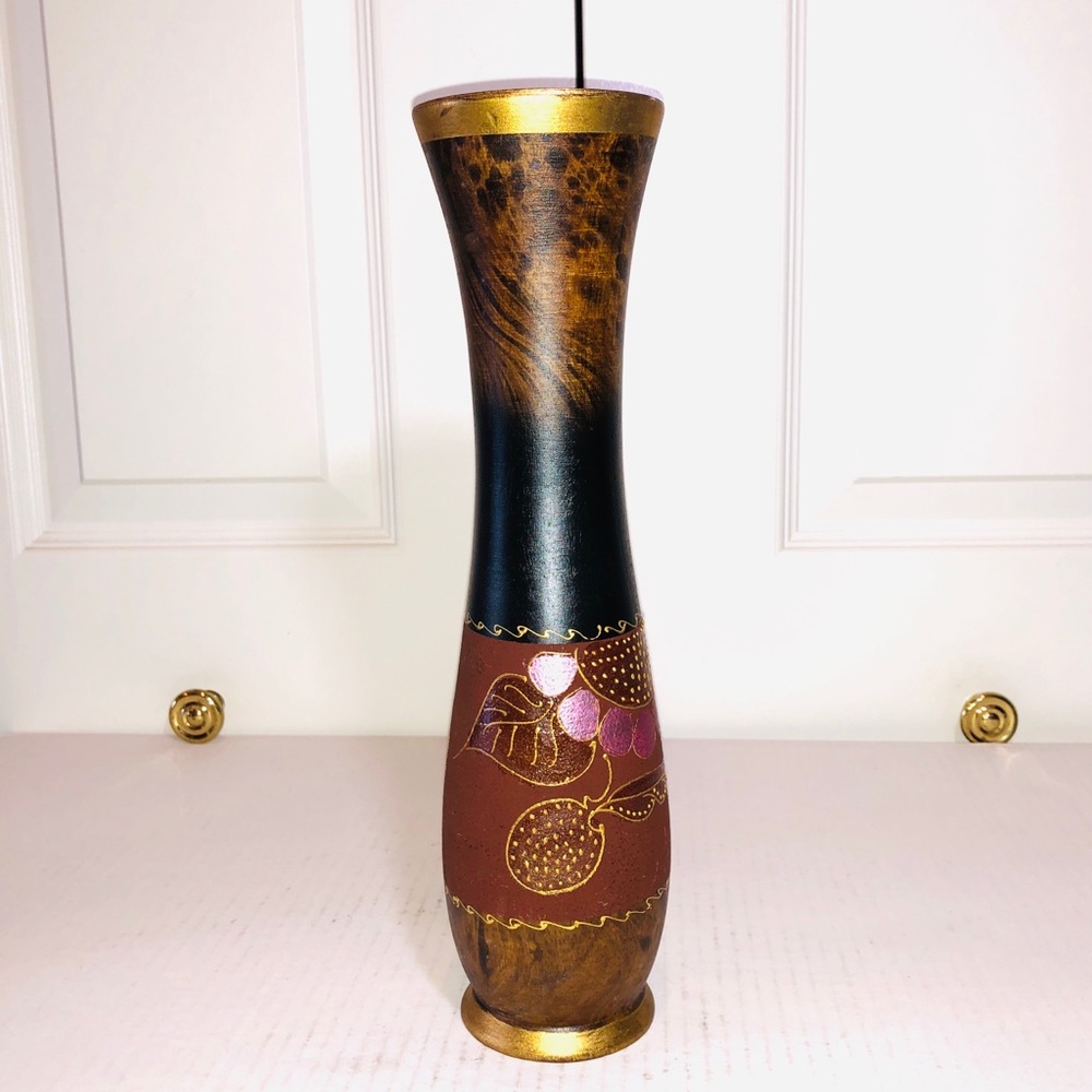 Wood Floral Vase, 12 inch